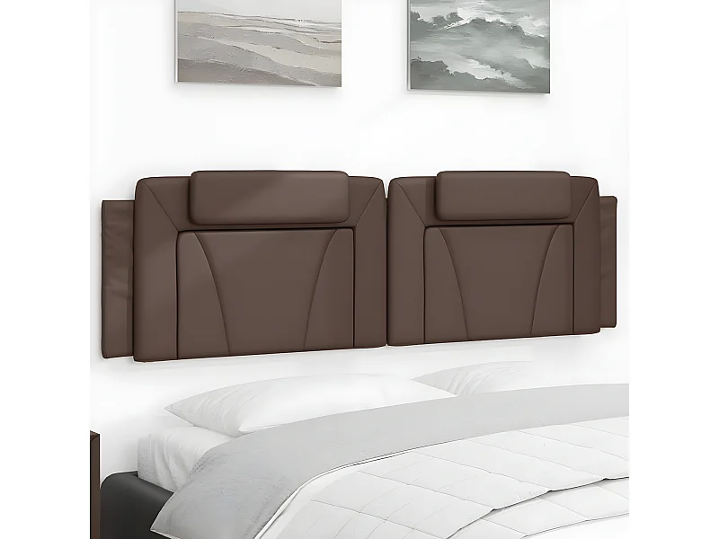 Cabecero de cama acolchado cuero sintético marrón 180 cm