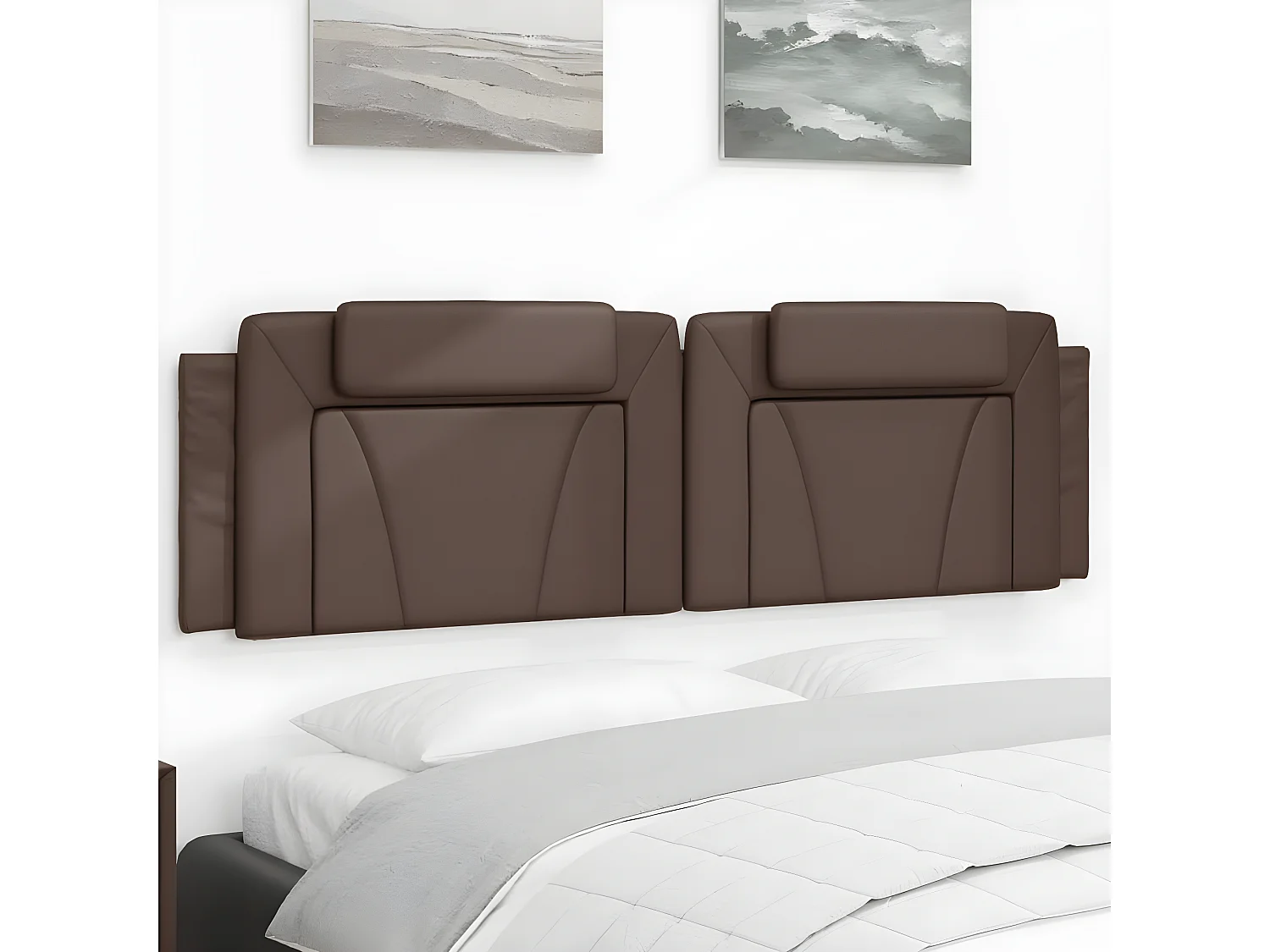 Coussin de tête de lit marron 180 cm similicuir