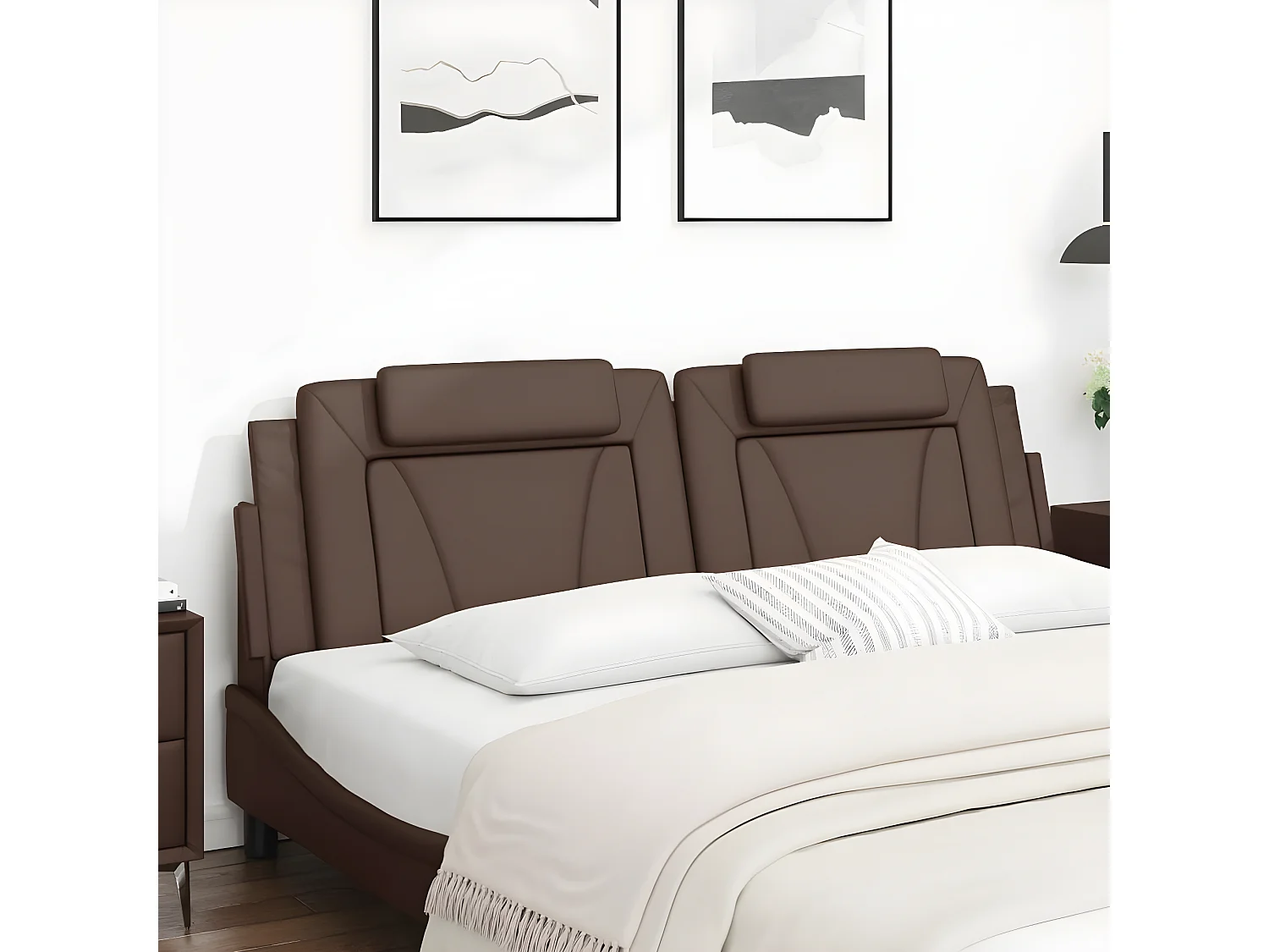 Coussin de tête de lit marron 180 cm similicuir