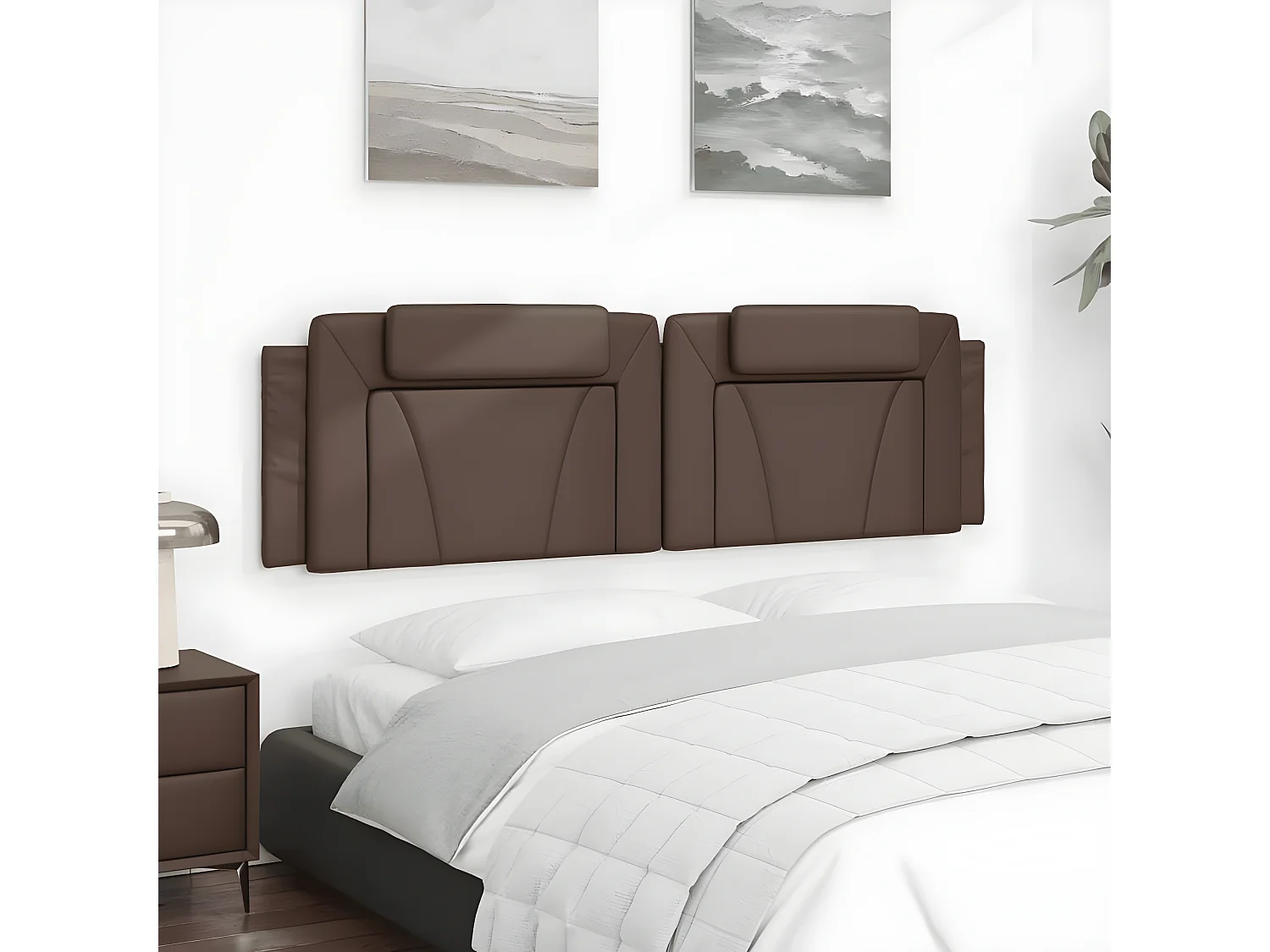 Coussin de tête de lit marron 180 cm similicuir