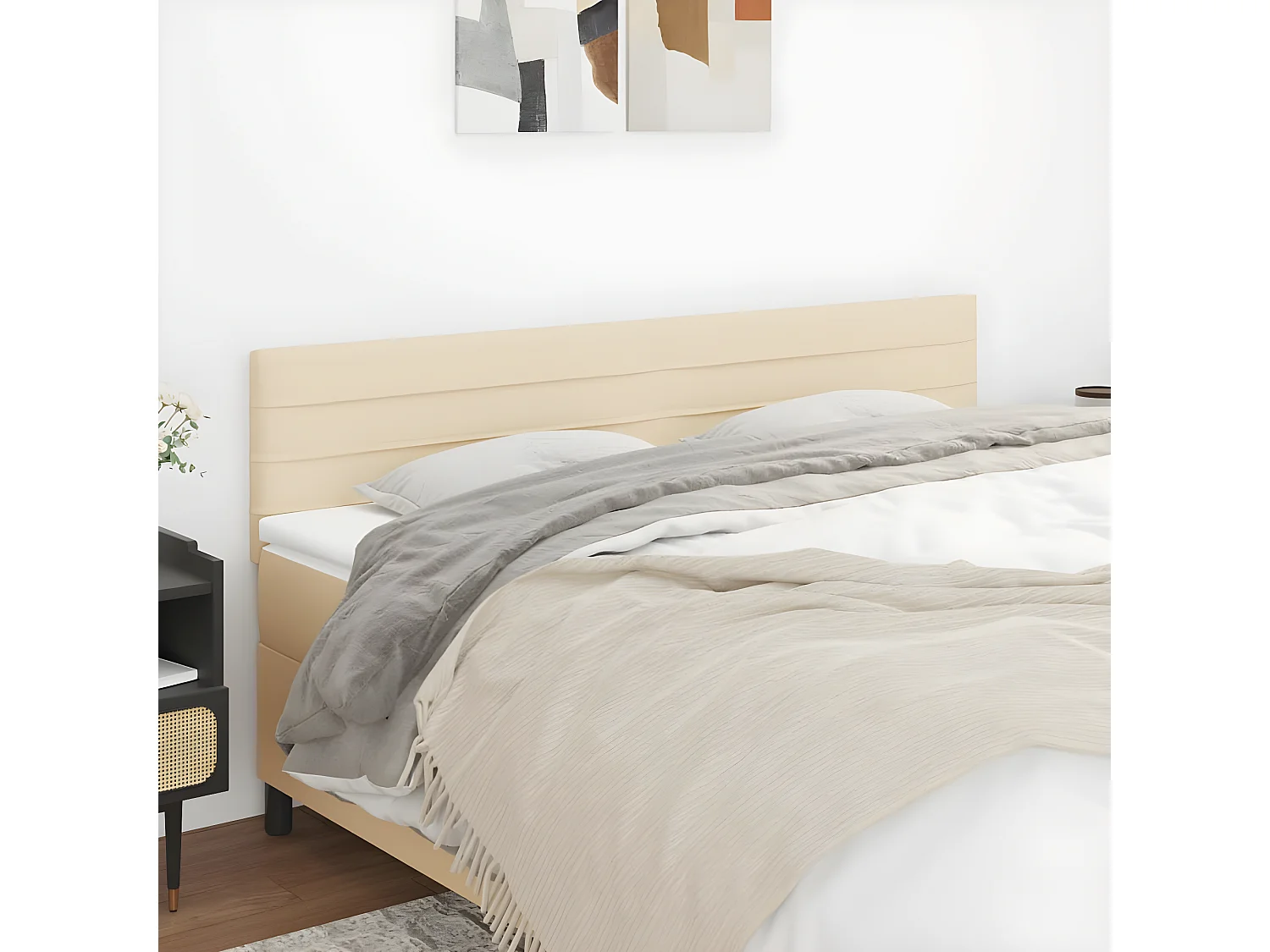 Têtes de lit 2 pièces Crème 100x5x78/88 cm Tissu