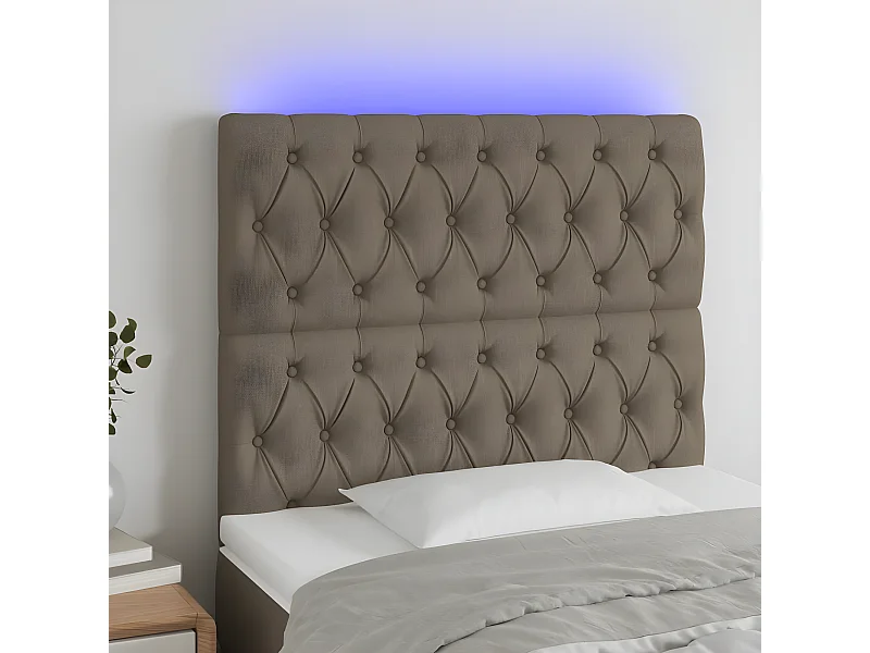 Tête de lit à LED Taupe 90x7x118/128 cm Tissu