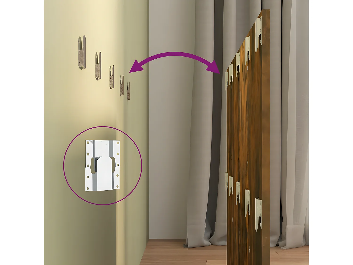 Tête de lit avec armoires Chêne fumé Bois d'ingénierie