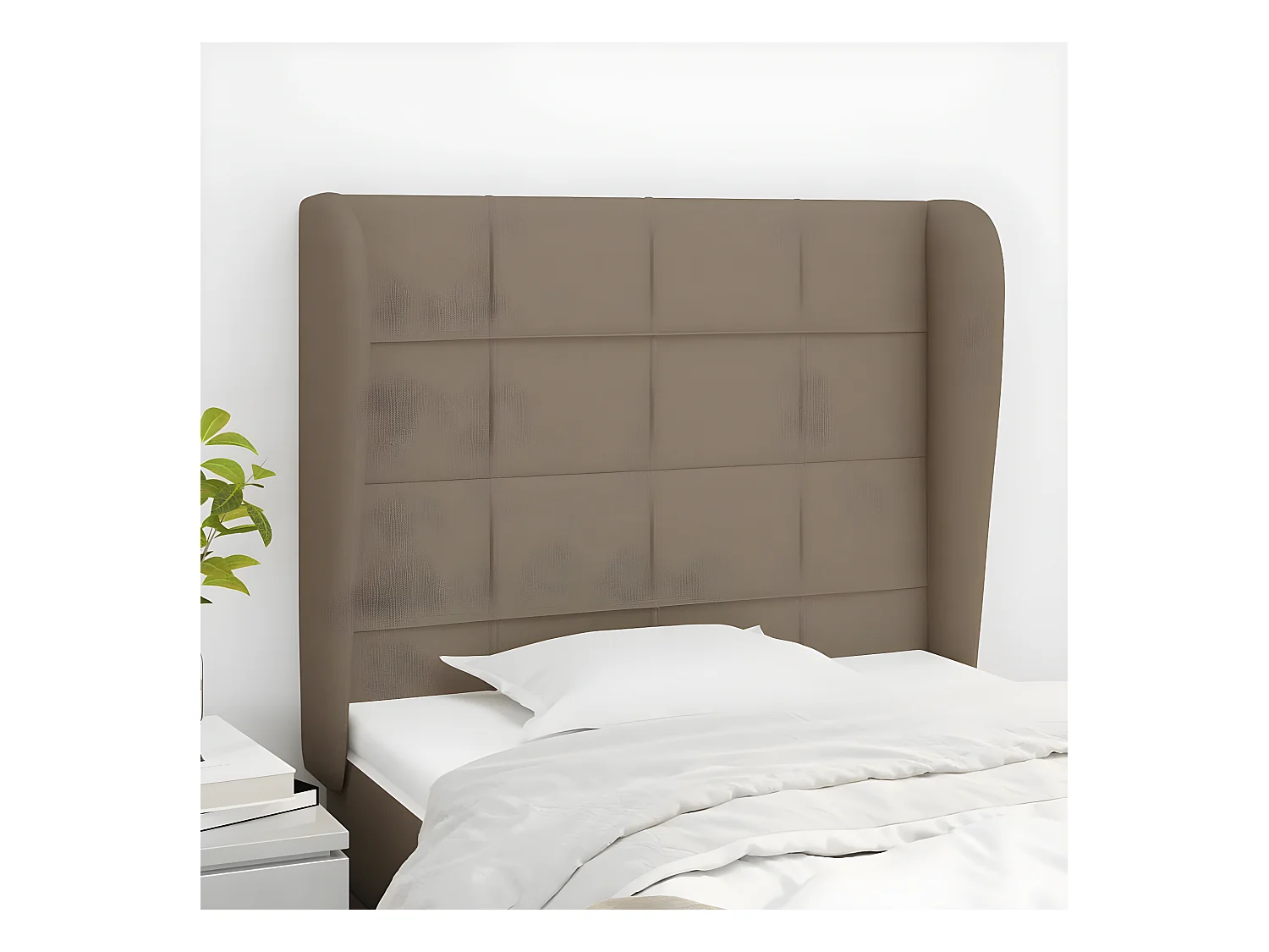 Tête de lit avec oreilles Taupe 93x23x118/128 cm Tissu