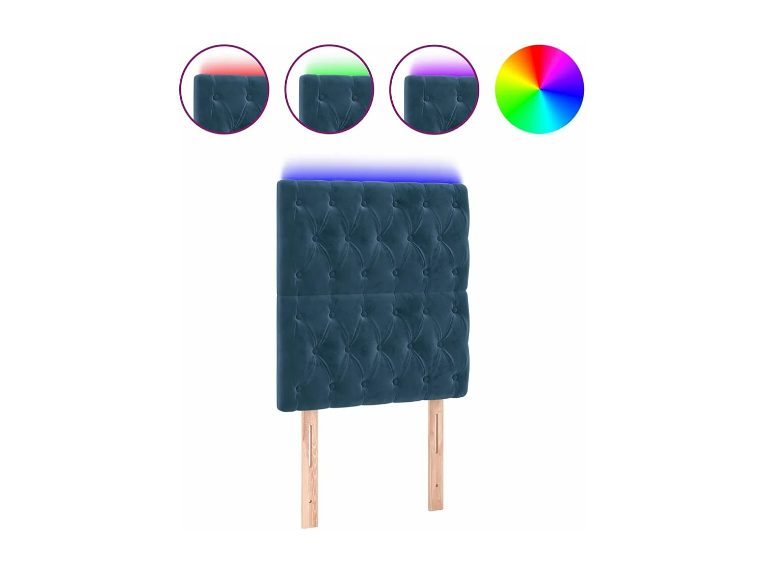 Tête de lit à LED Bleu foncé 80x7x118/128 cm Velours