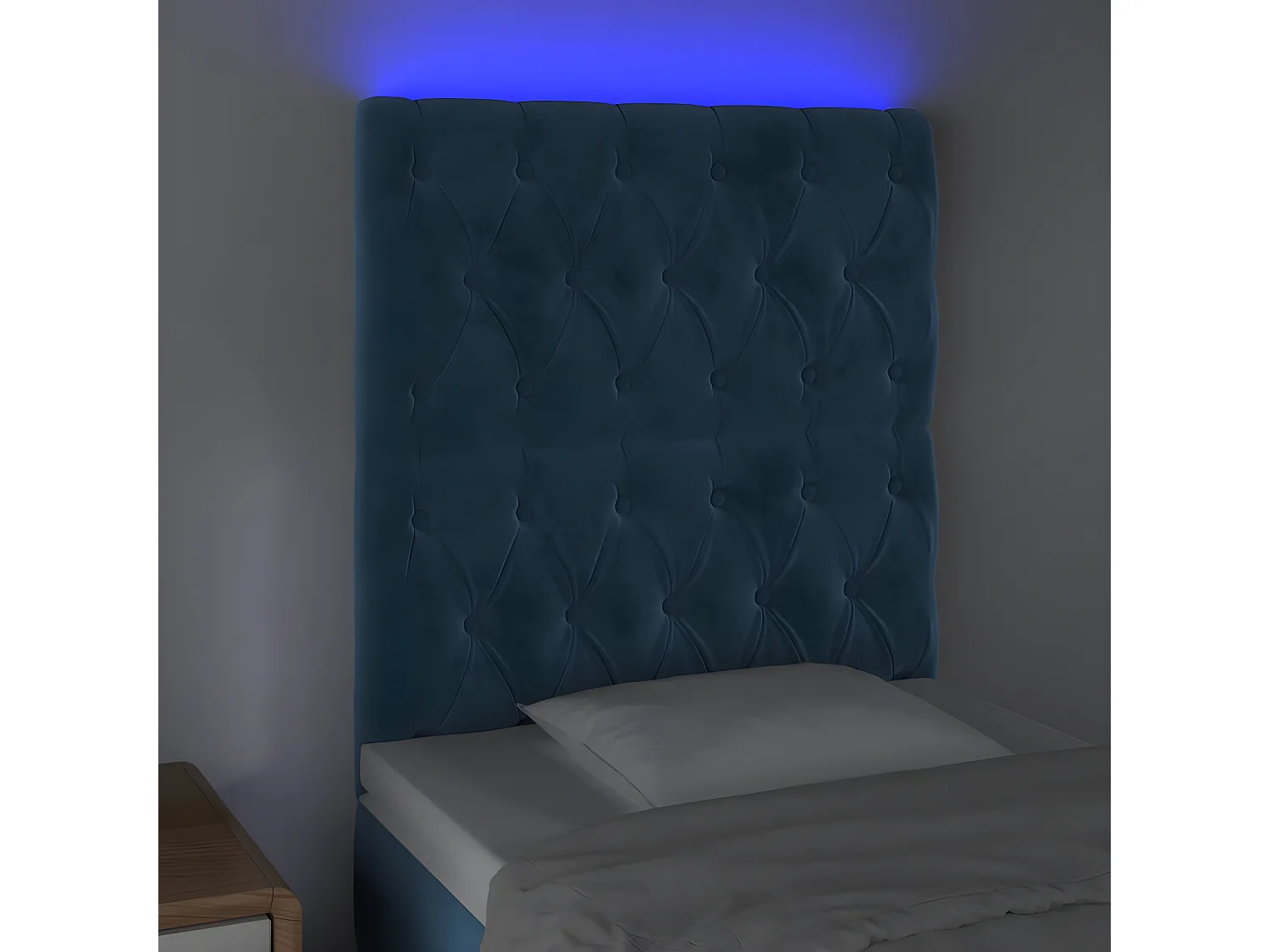 Tête de lit à LED Bleu foncé 80x7x118/128 cm Velours