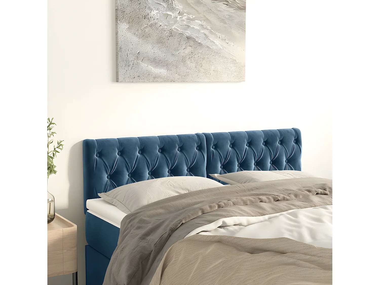 Têtes de lit 2 pièces Bleu foncé 80x7x78/88 cm Velours
