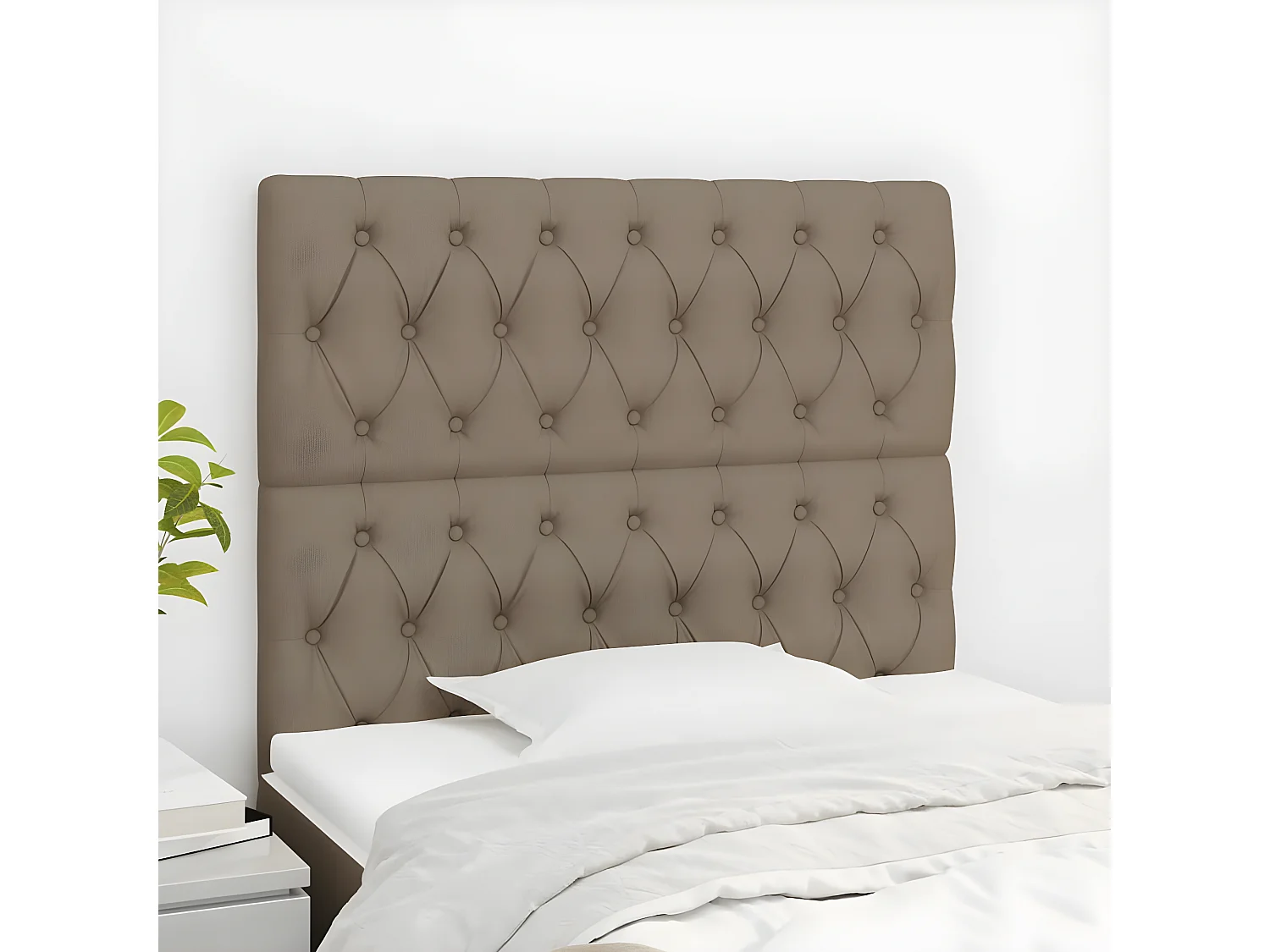 Hoofdborden 2 st 100x7x78/88 cm stof taupe