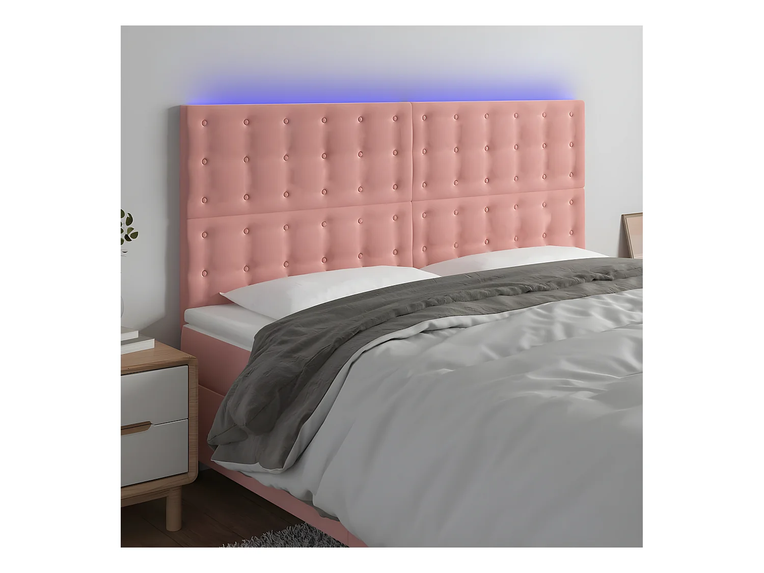 Tête de lit à LED Rose 180x5x118/128 cm Velours