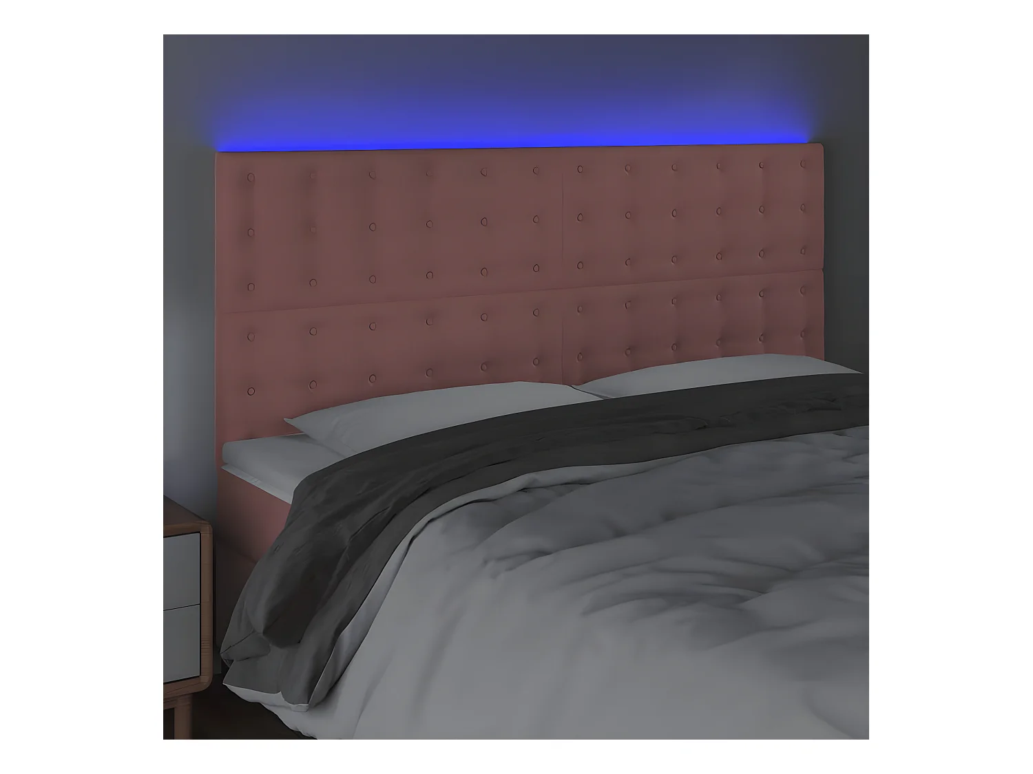 Cabeceira de cama c/ luzes LED veludo 180x5x118/128 cm rosa
