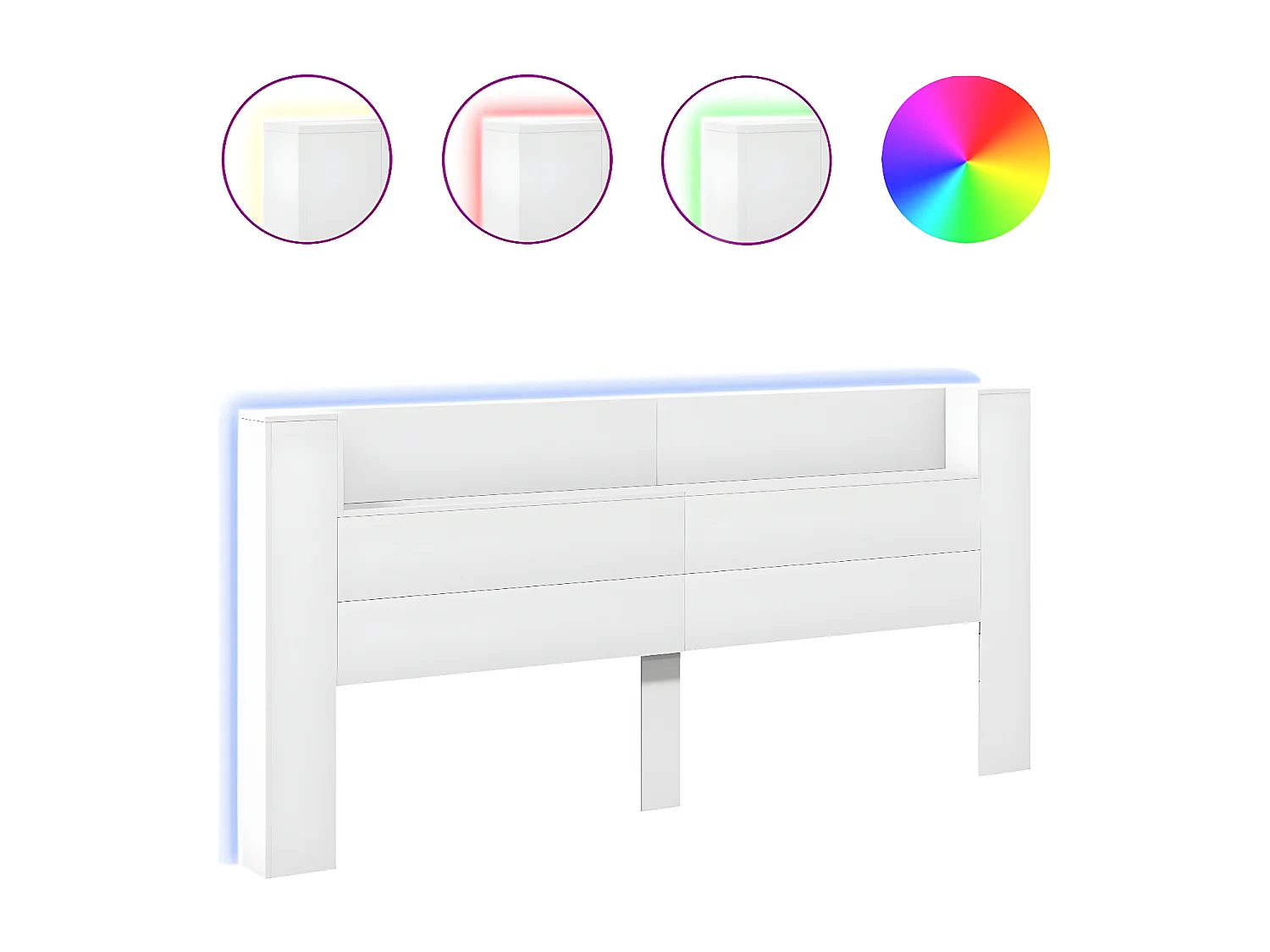 Armoire tête de lit avec LED blanc 220x16,5x103,5 cm