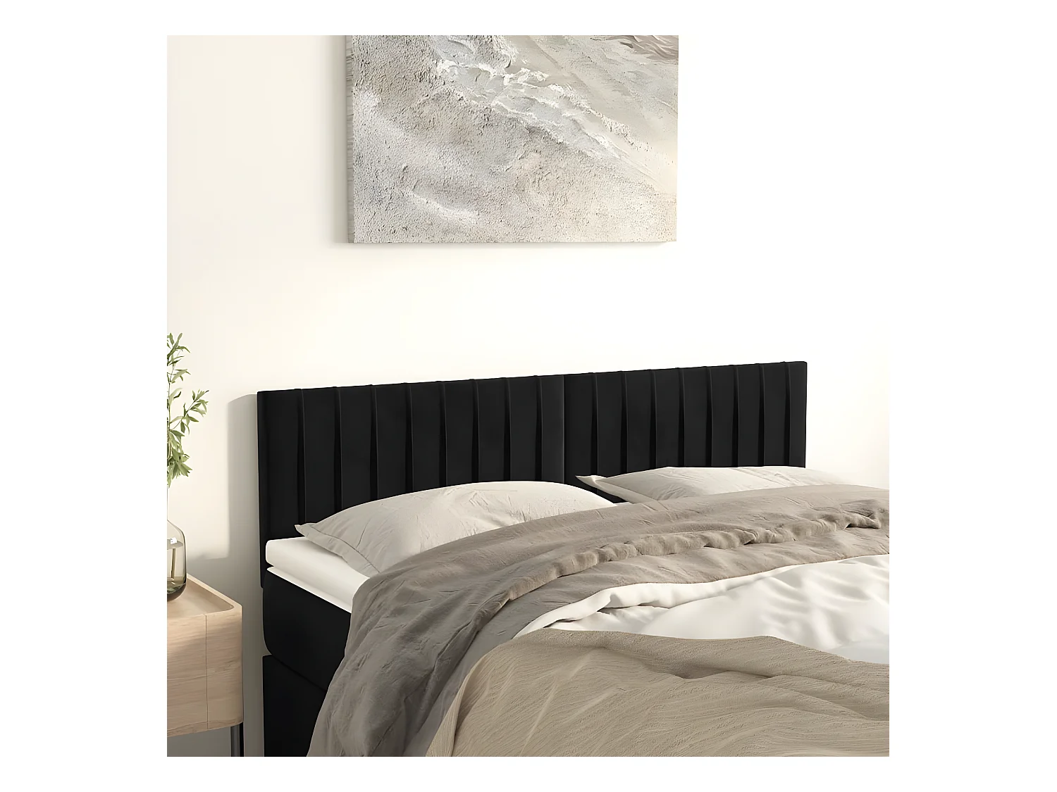 Têtes de lit 2 pièces Noir 72x5x78/88 cm Velours