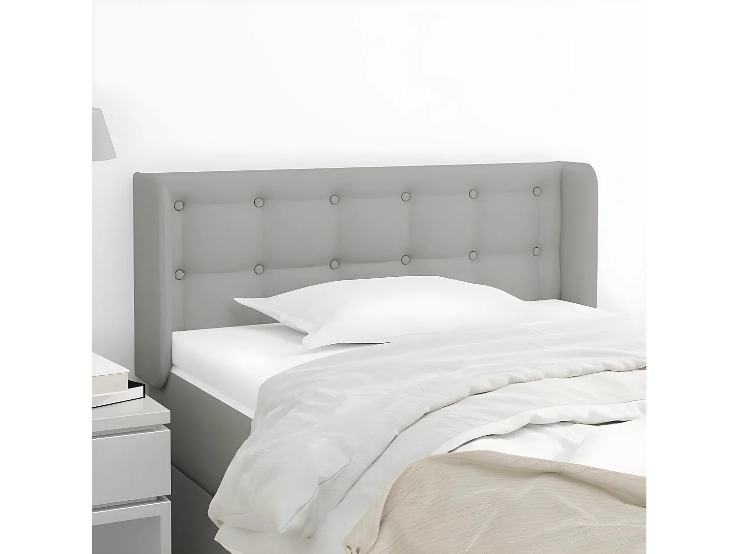 Cabecero de tela gris claro 103x16x78/88 cm