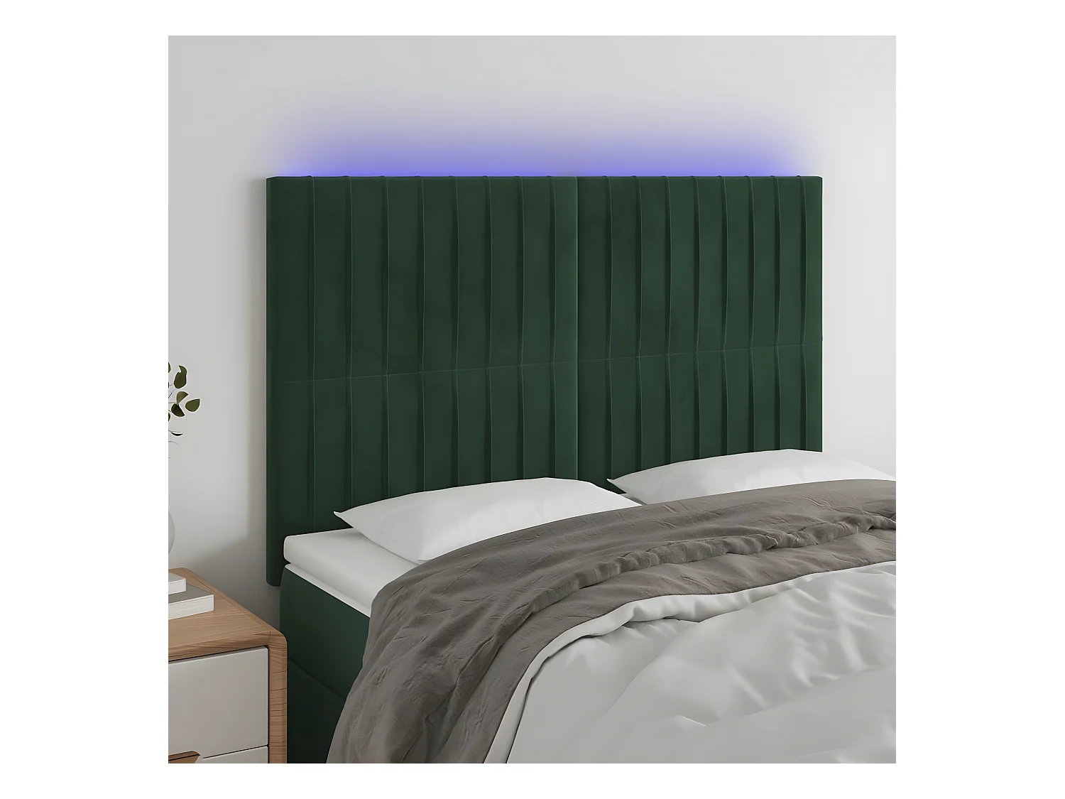 Tête de lit à LED Vert foncé 144x5x118/128 cm Velours