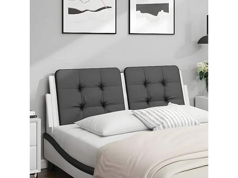 Hoofdbordkussen "Zadar" 120 cm kunstleer zwart en wit