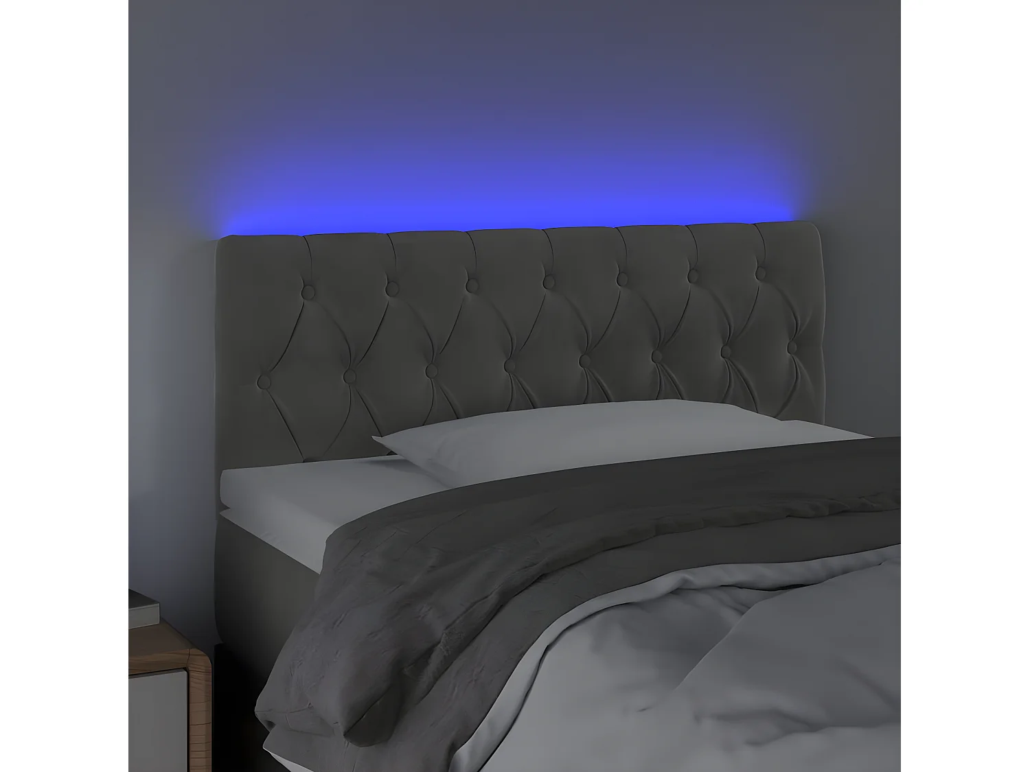 Hoofdbord LED 100x7x78/88 cm fluweel lichtgrijs