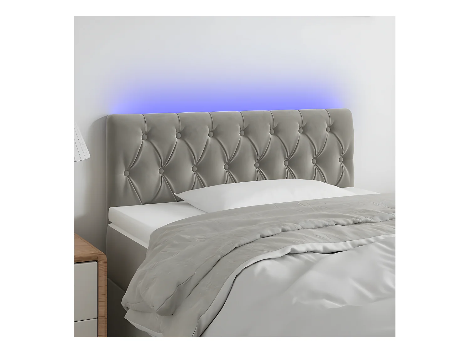 Hoofdbord LED 100x7x78/88 cm fluweel lichtgrijs
