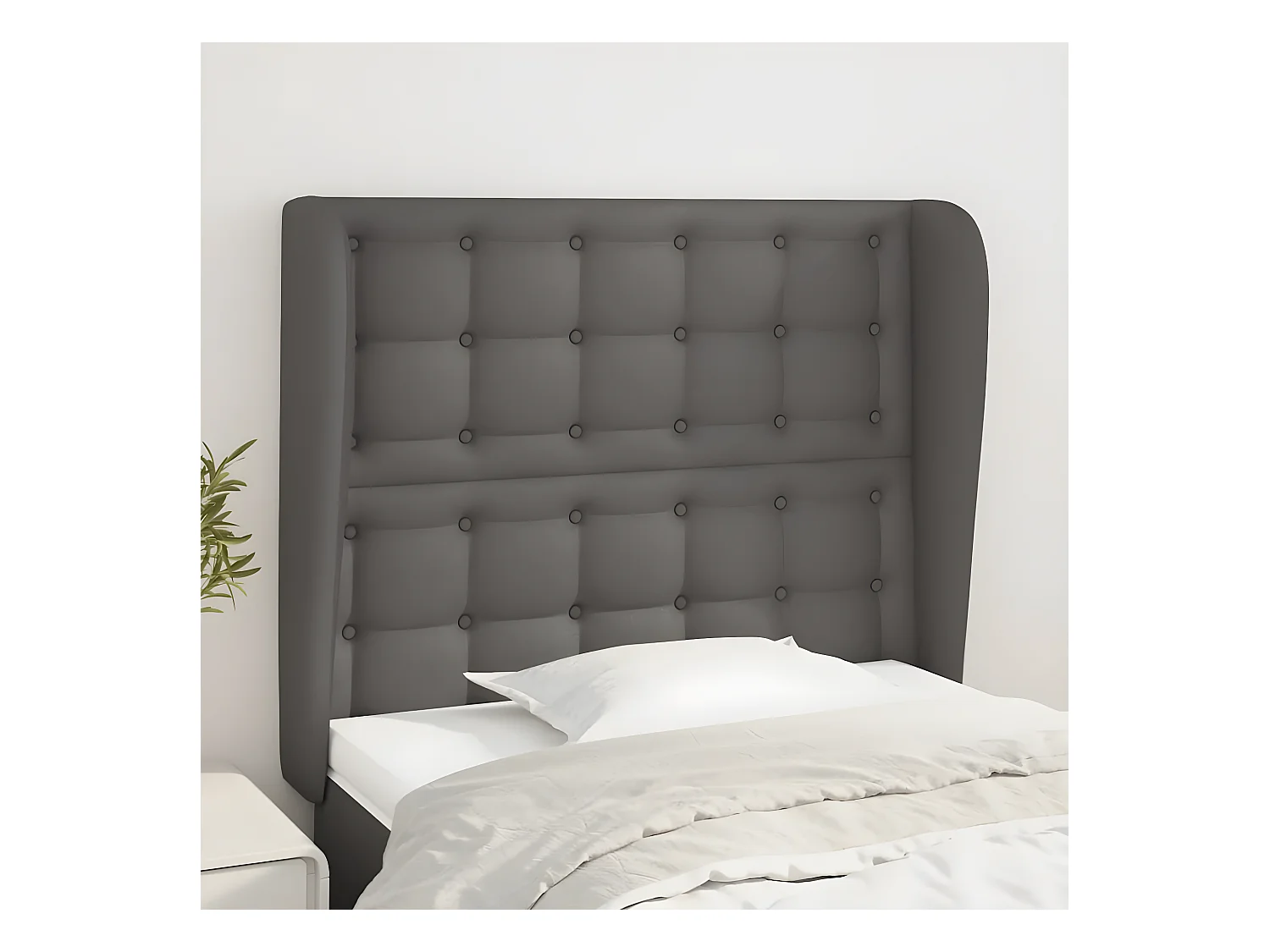 Tête de lit avec oreilles Gris 93x23x118/128 cm Similicuir