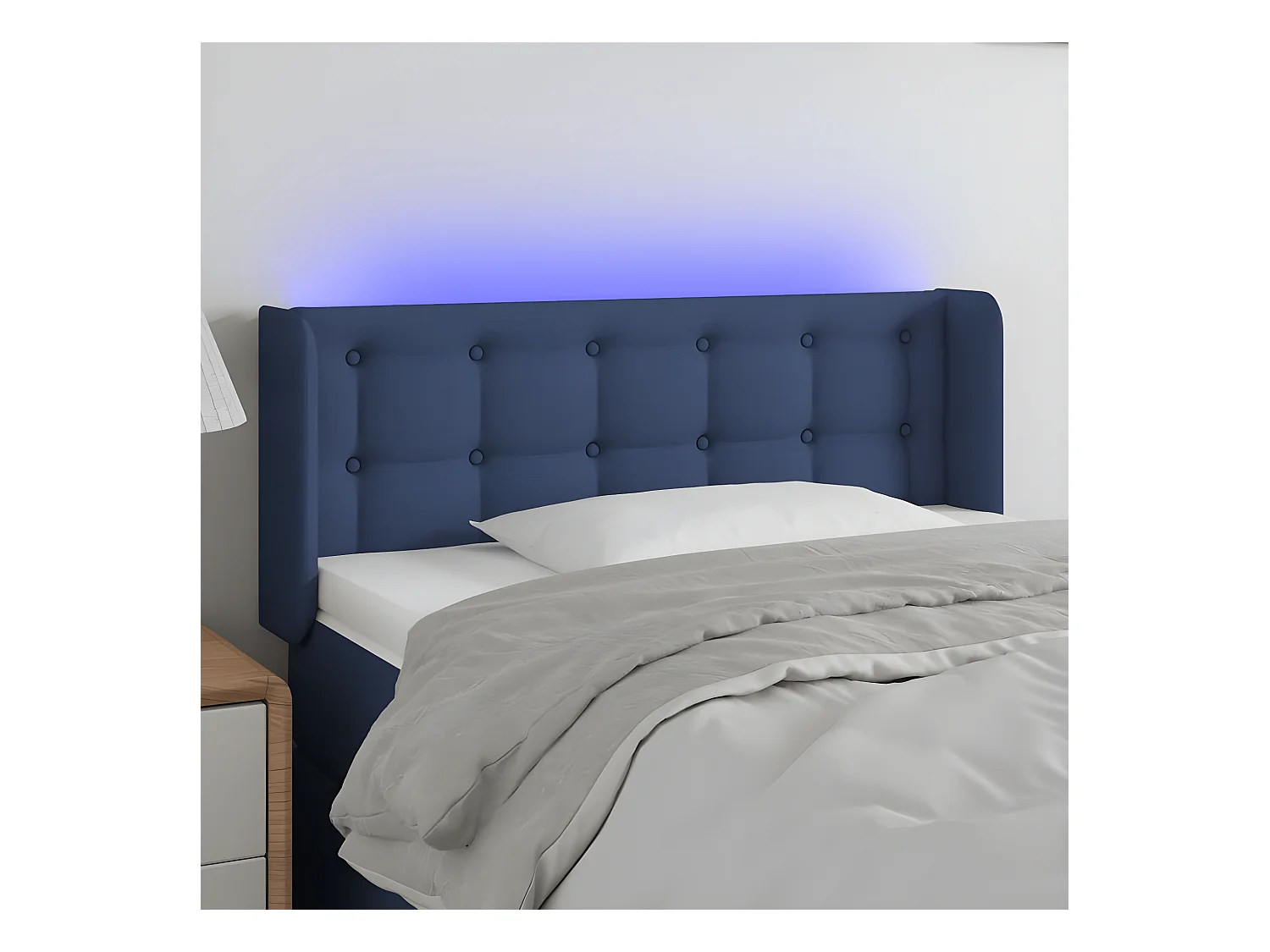 Tête de lit à LED Bleu 103x16x78/88 cm Tissu