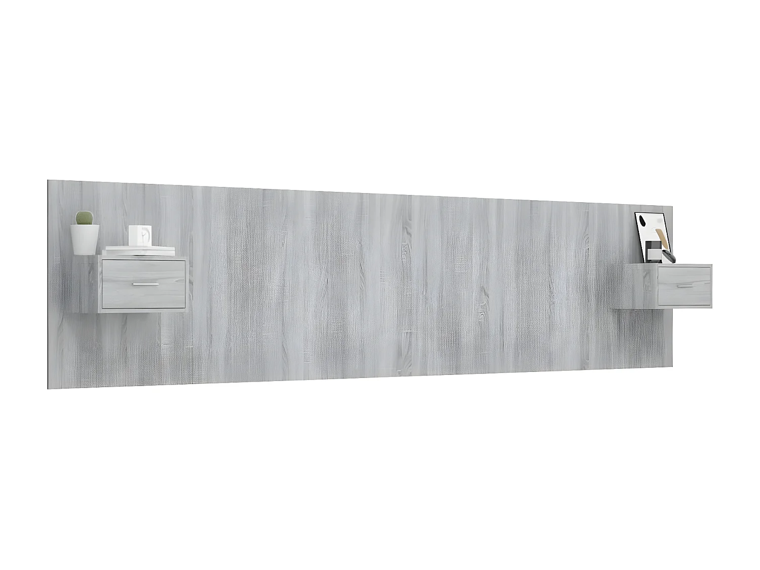 Cabeceira cama + armários madeira processada sonoma cinzento