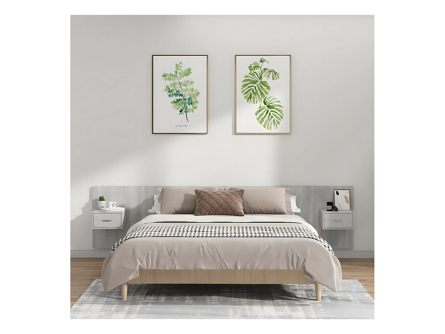 Tête de lit avec armoires Gris sonoma Bois d'ingénierie