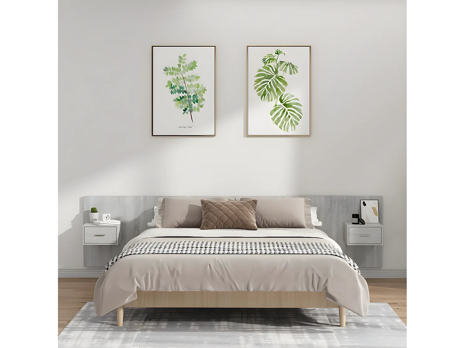 Tête de lit avec armoires Gris sonoma Bois d'ingénierie