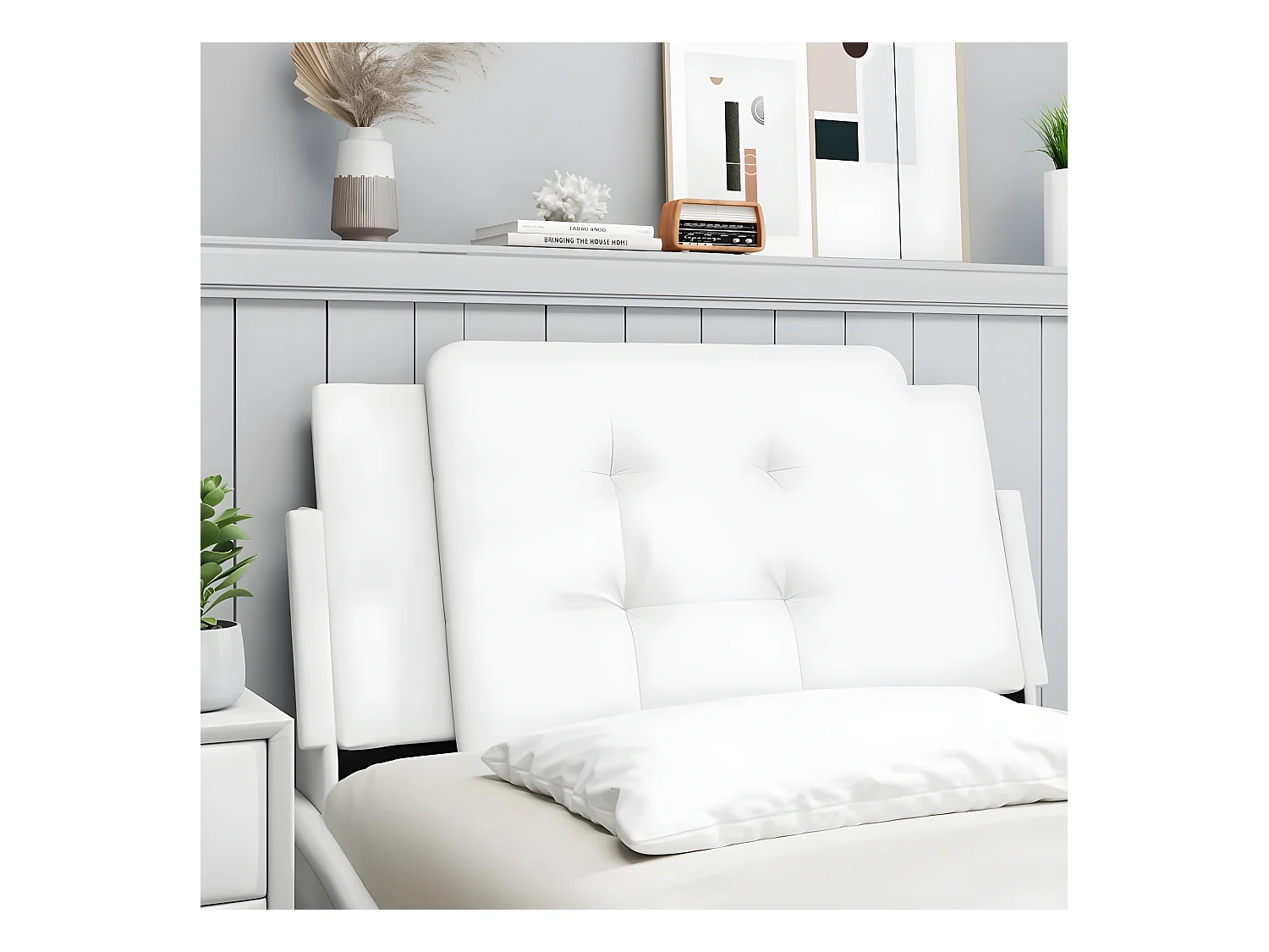 Coussin de tête de lit blanc 100 cm similicuir