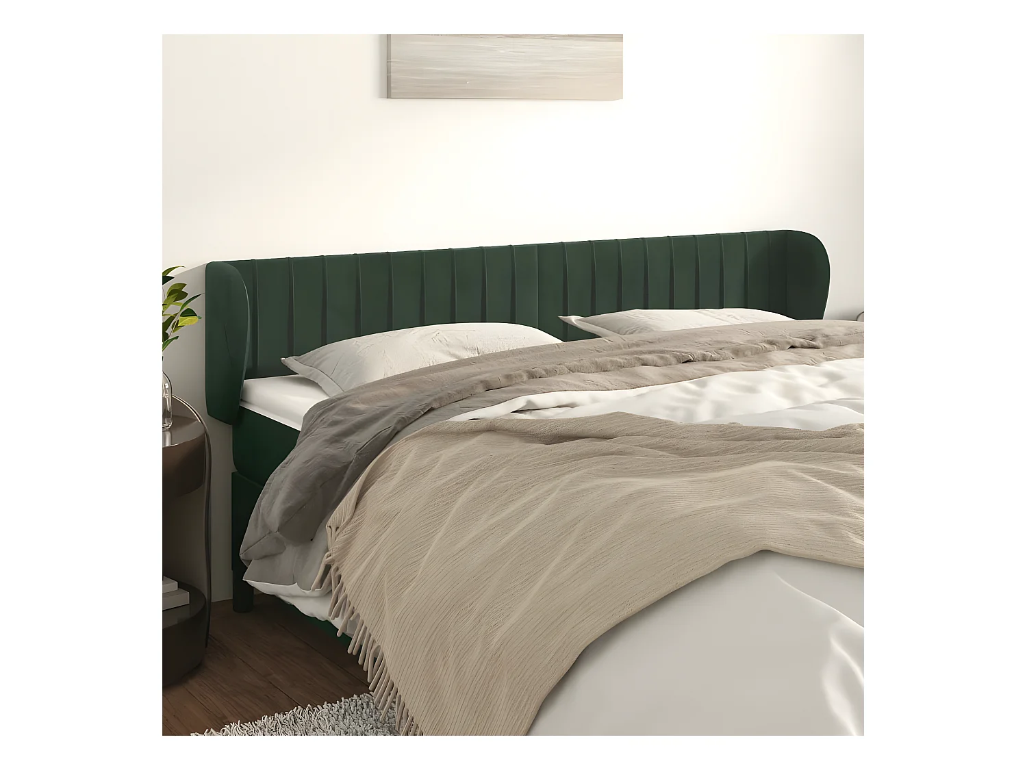 Tête de lit avec oreilles Vert foncé 163x23x78/88 cm Velours