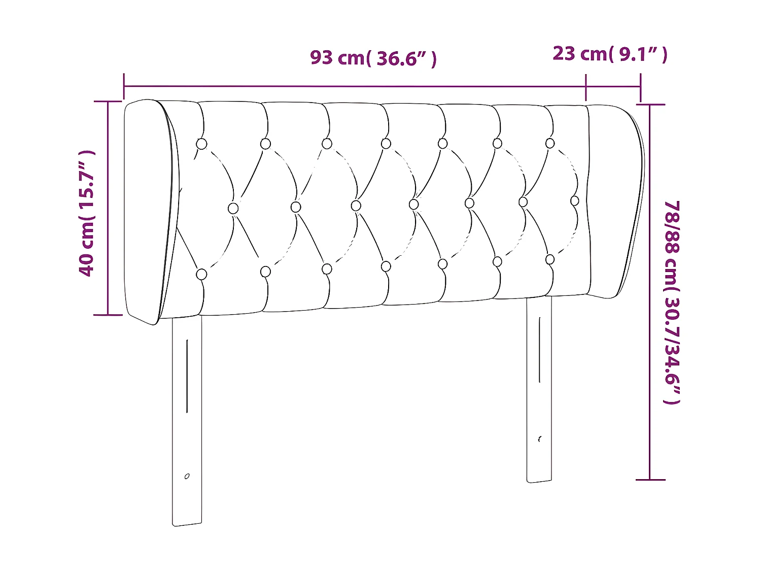 Tête de lit avec oreilles Bleu 93x23x78/88 cm Tissu