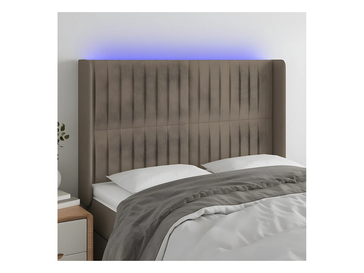 Tête de lit à LED Taupe 147x16x118/128 cm Tissu