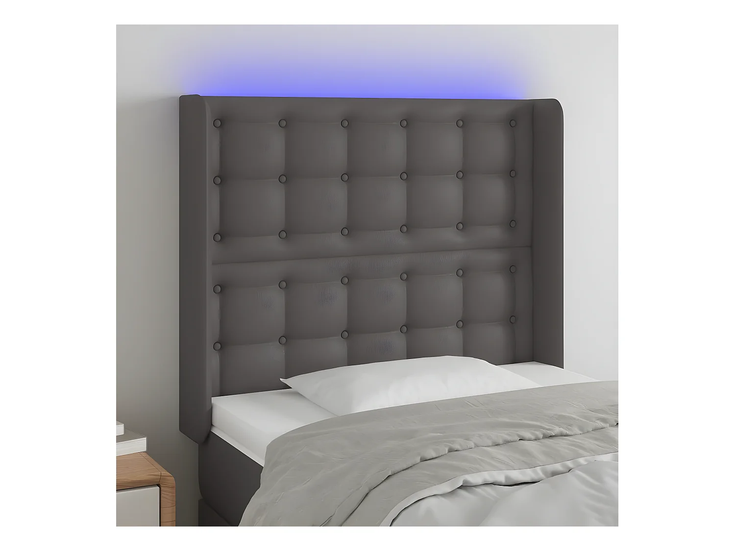 Tête de lit à LED Gris 103x16x118/128 cm Similicuir
