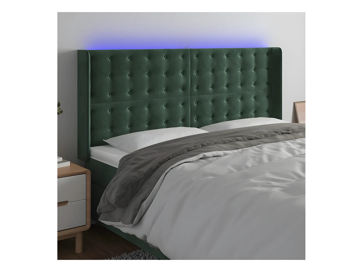 Tête de lit à LED Vert foncé 183x16x118/128 cm Velours