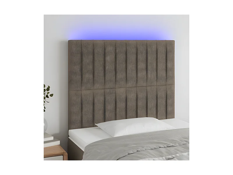 Tête de lit à LED Taupe 80x5x118/128 cm Tissu
