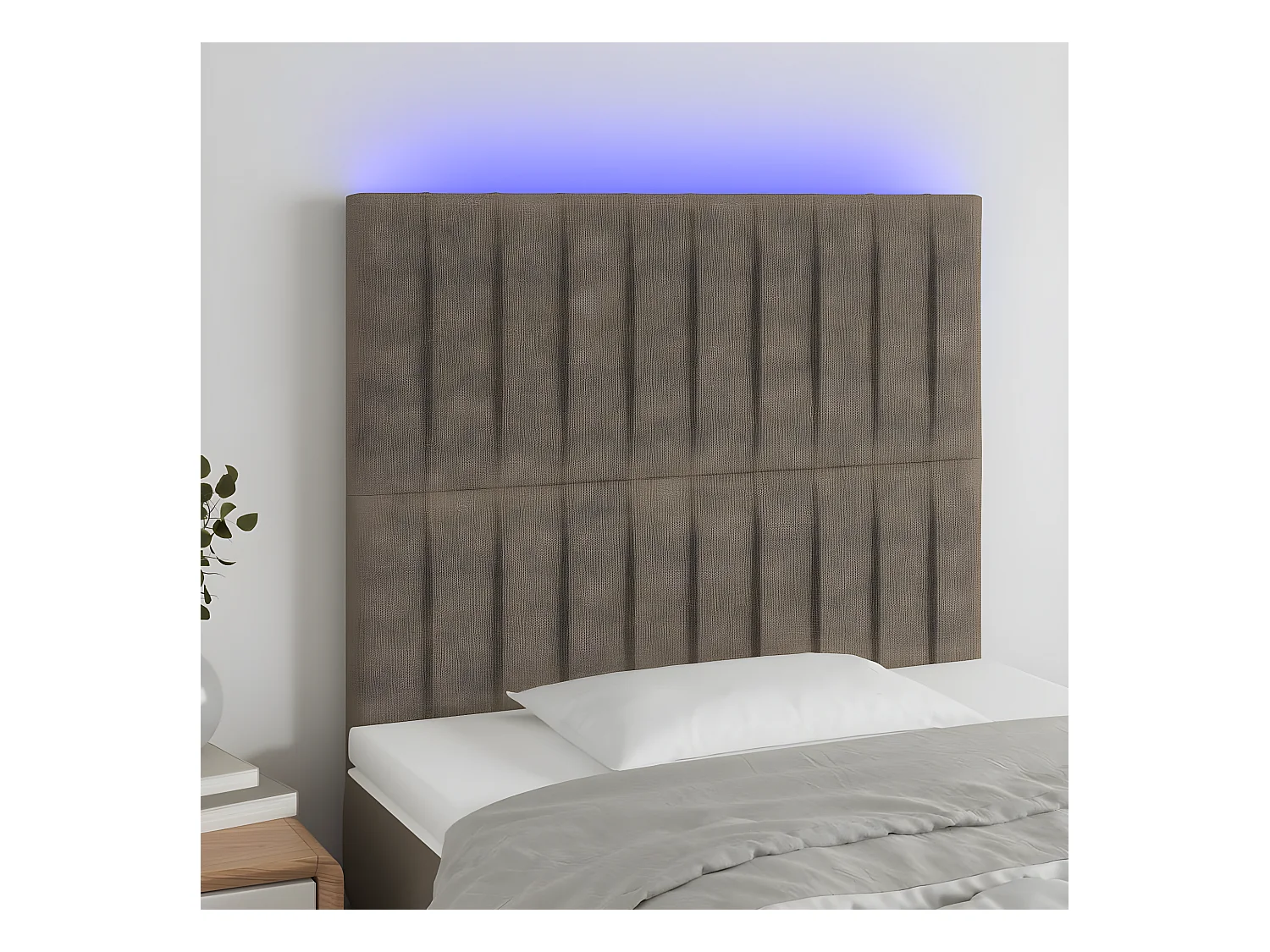 Tête de lit à LED Taupe 80x5x118/128 cm Tissu
