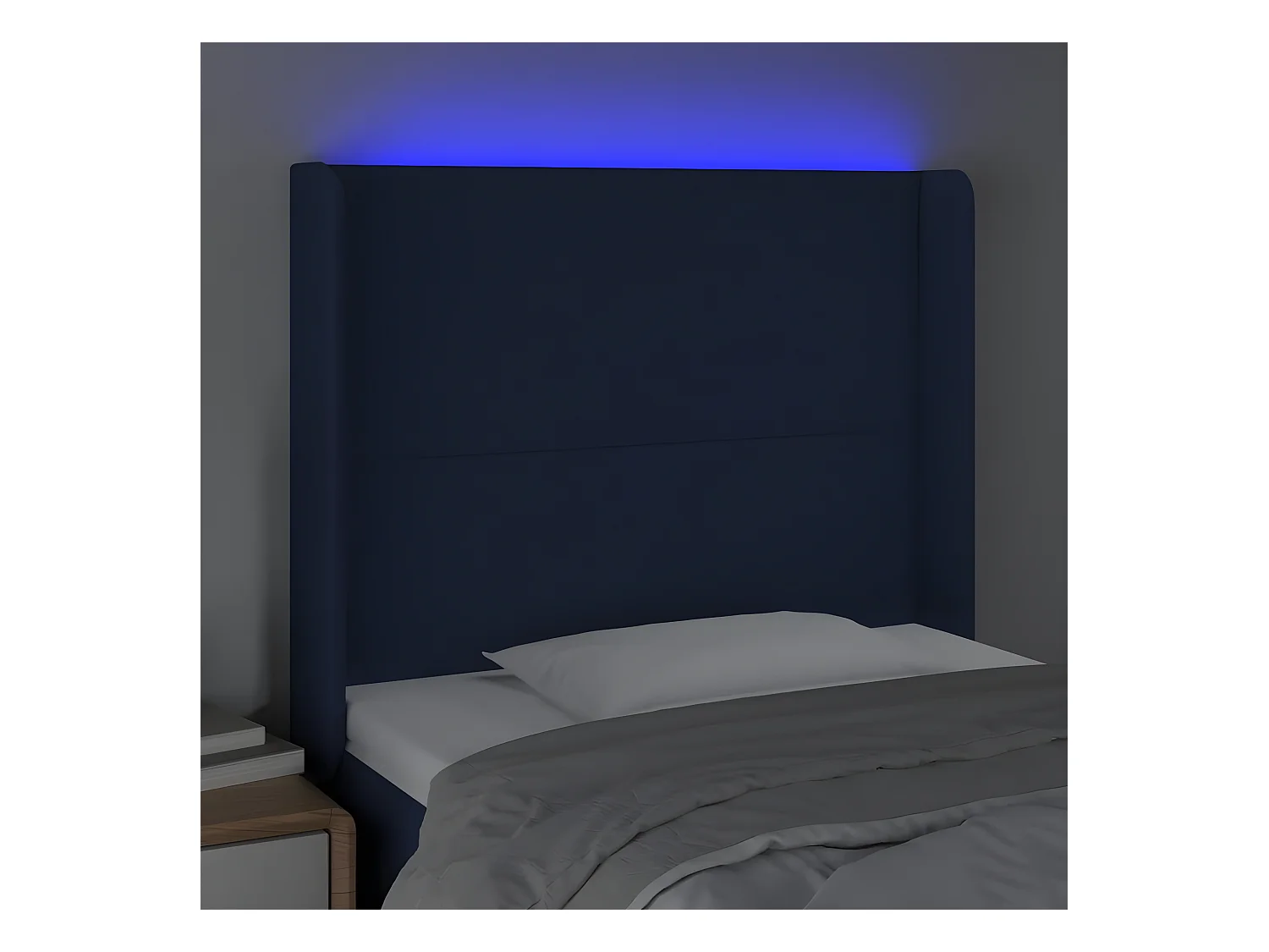 Tête de lit à LED Bleu 83x16x118/128 cm Tissu