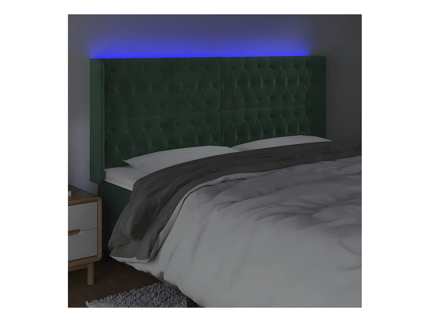 Tête de lit à LED Vert foncé 203x16x118/128 cm Velours