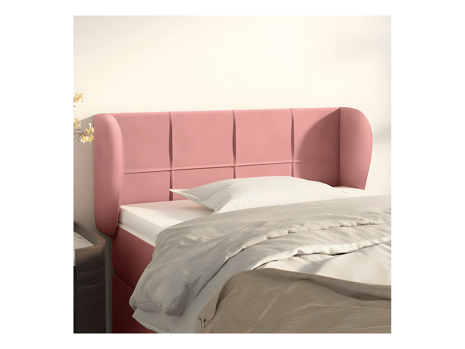 Tête de lit avec oreilles Rose 93x23x78/88 cm Velours