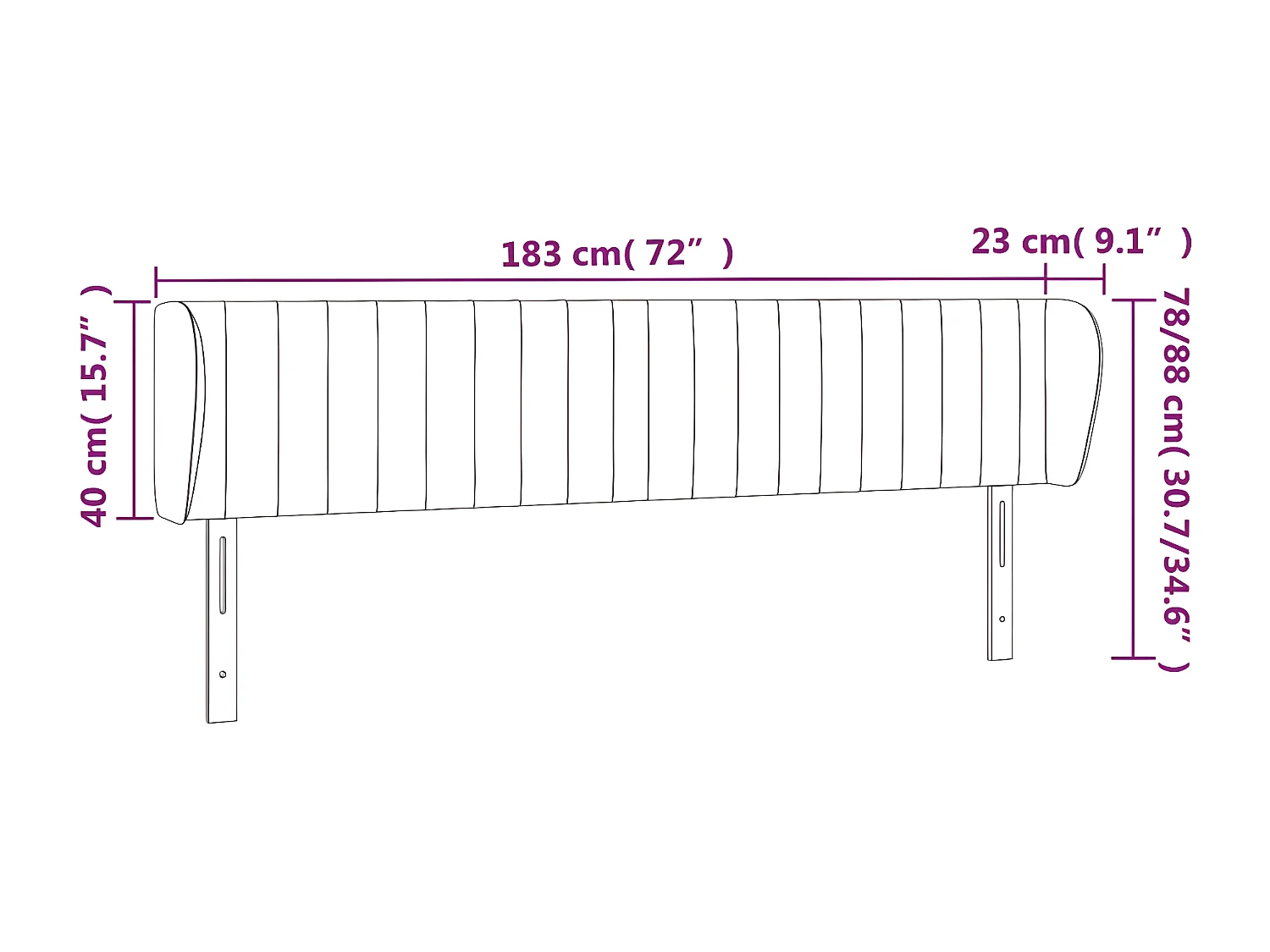 Tête de lit avec oreilles Vert foncé 183x23x78/88 cm Velours