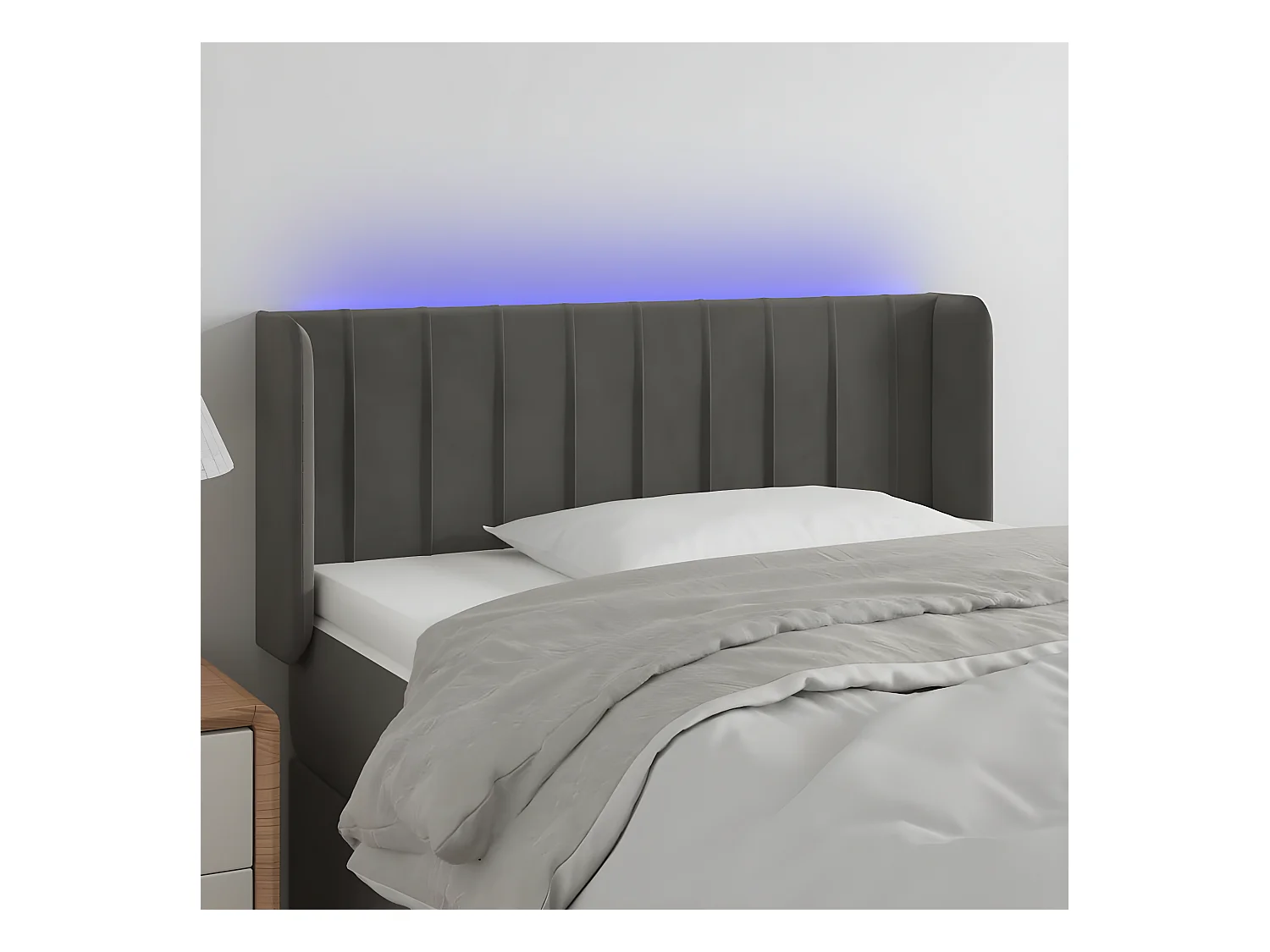 Hoofdbord LED 103x16x78/88 cm fluweel donkergrijs