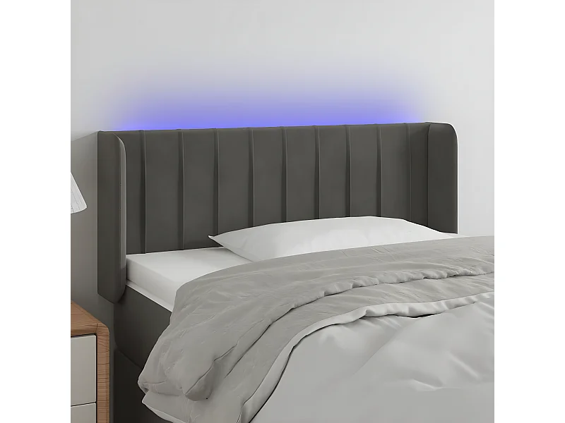 Cabecero con LED de terciopelo gris oscuro 103x16x78/88 cm