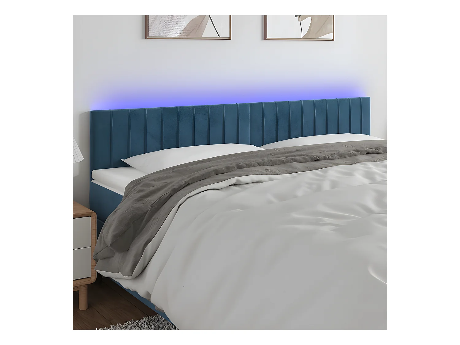 Tête de lit à LED Bleu foncé 180x5x78/88 cm Velours