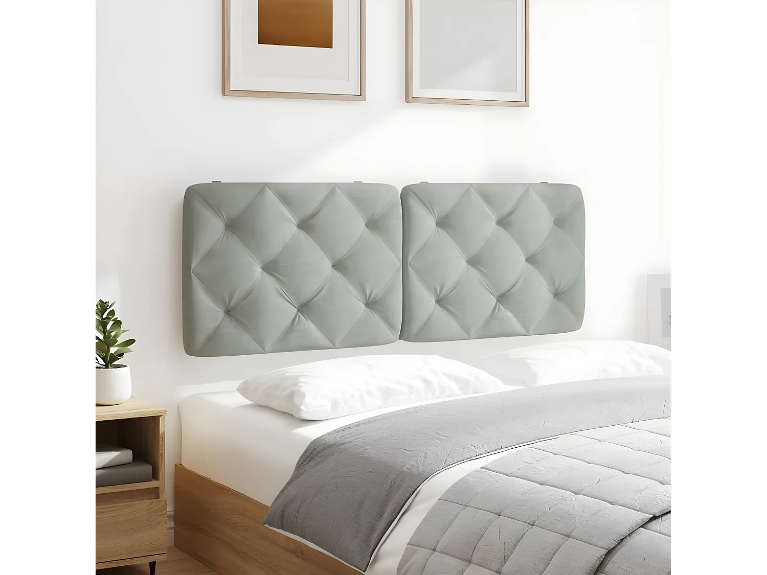 Coussin de tête de lit gris clair 120 cm velours