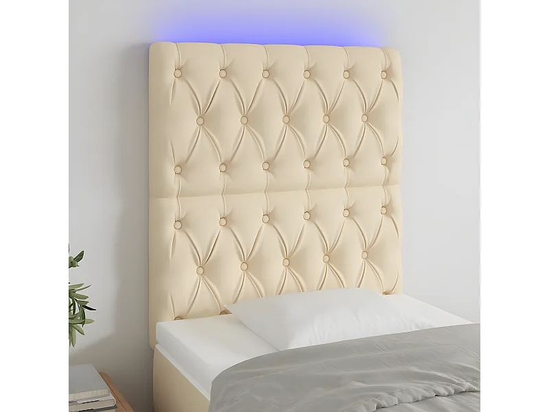 Tête de lit à LED Crème 80x7x118/128 cm Tissu