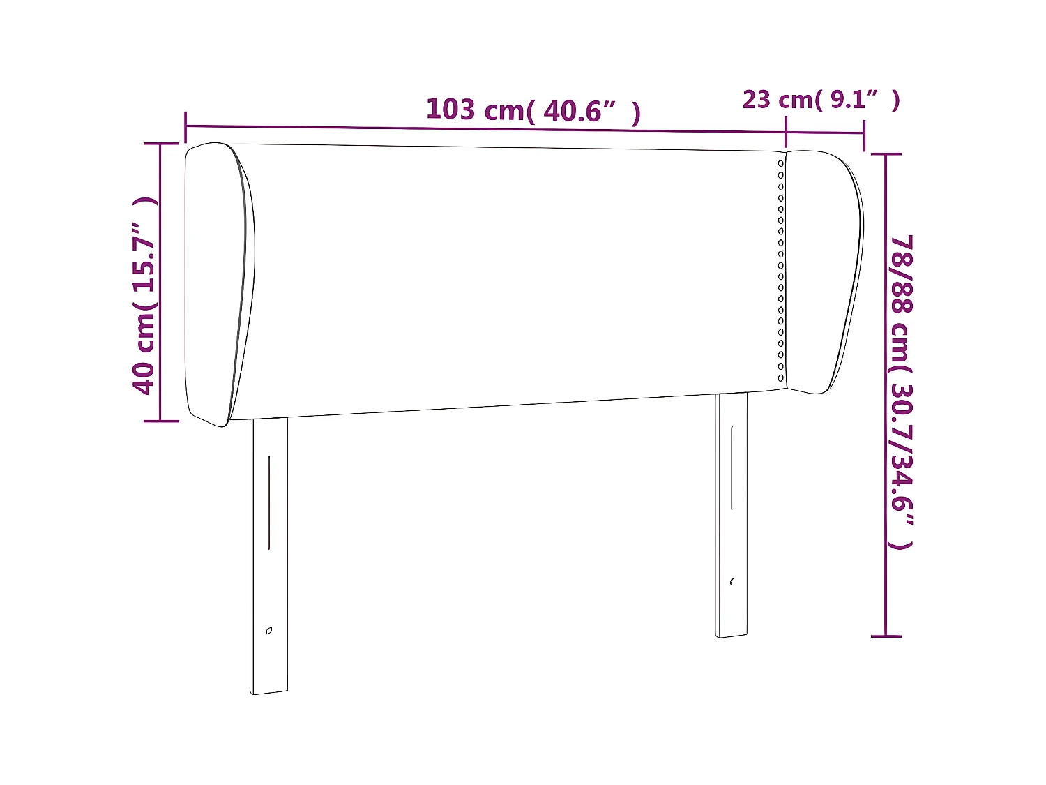 Cabecero de terciopelo rosa 103x23x78/88 cm