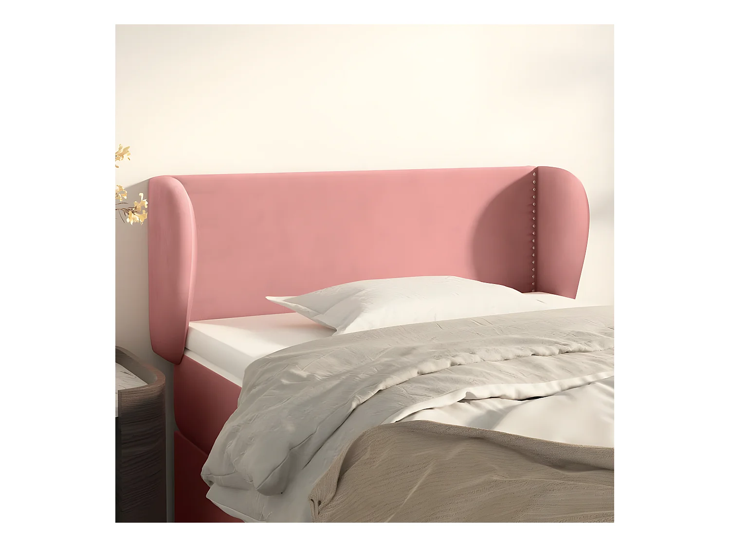 Cabecero de terciopelo rosa 103x23x78/88 cm