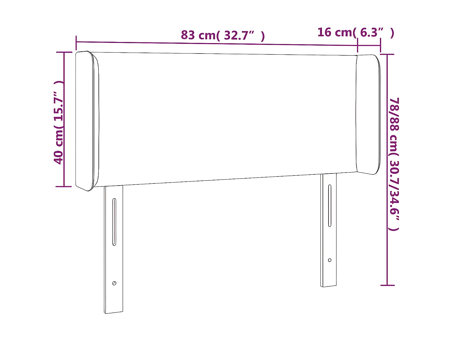 Cabeceira de cama c/ luzes LED veludo 83x16x78/88 cm rosa