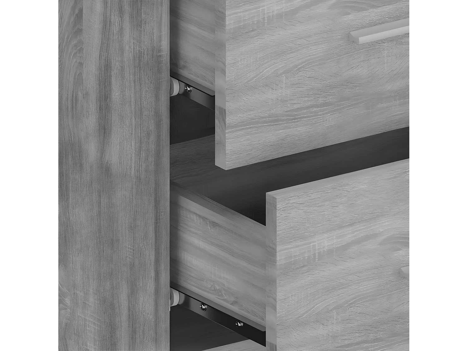 Cabecero de cama con mesitas madera contrachapada gris Sonoma