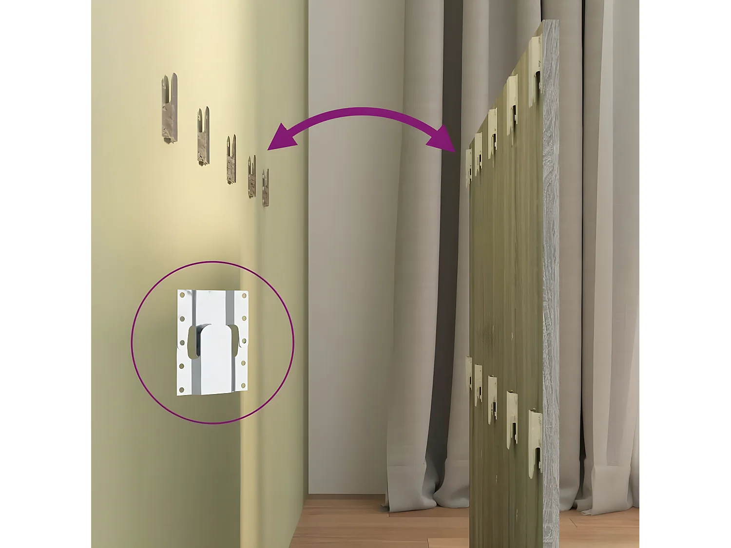 Cabecero de cama con mesitas madera contrachapada gris Sonoma