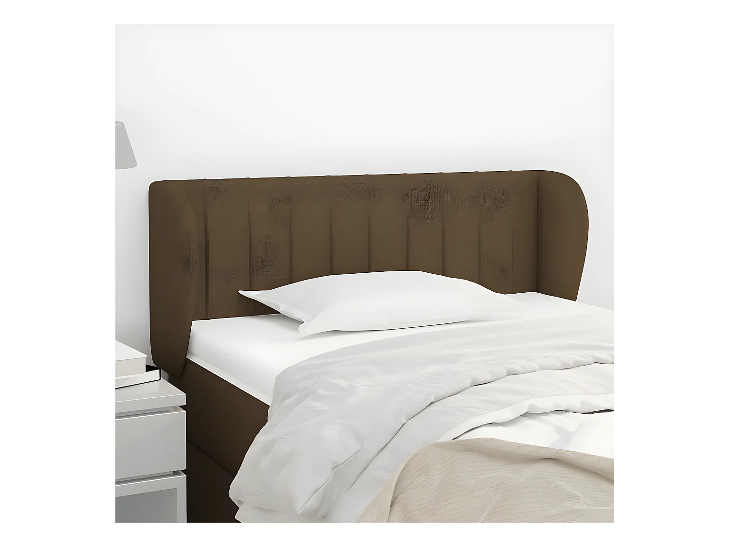 Tête de lit avec oreilles Marron Foncé 83x23x78/88 cm Tissu