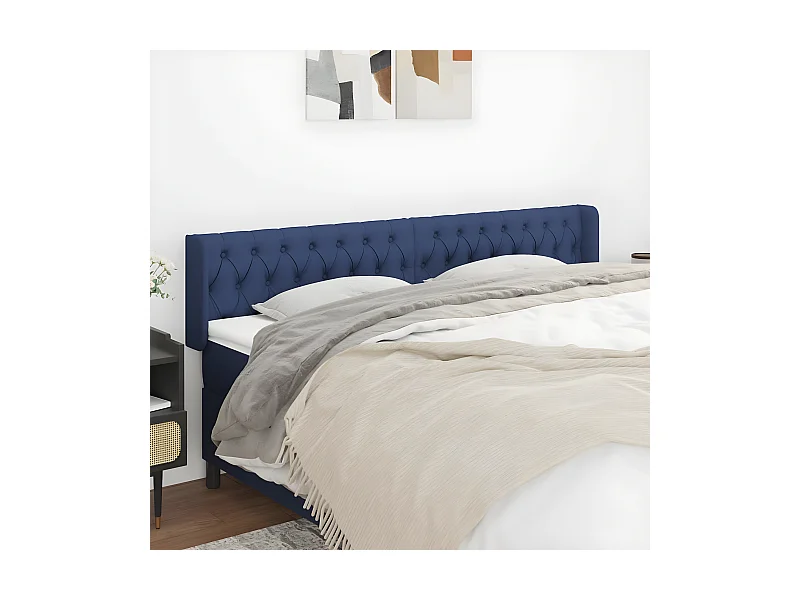 Cabecero de tela azul 203x16x78/88 cm